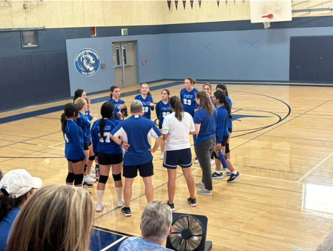 Tech High’s girl's volleyball team prepares for an exciting game against Sonoma Academy on Sept. 24  (Photo By: Adam Basler).
